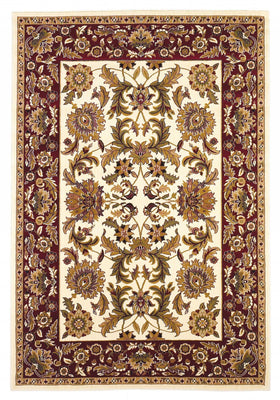 3'X5' Ivory Red Machine Woven Floral Traditional Indoor Area Rug