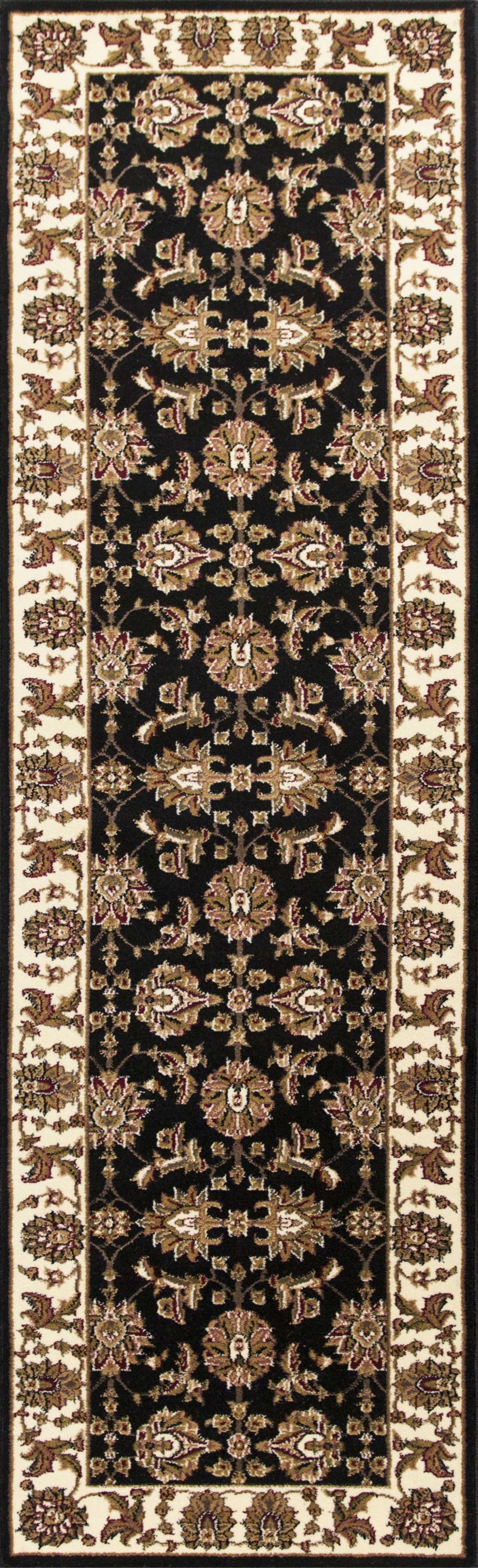 2'2" x 7'11" Runner Polypropelene Black-Ivory Area Rug