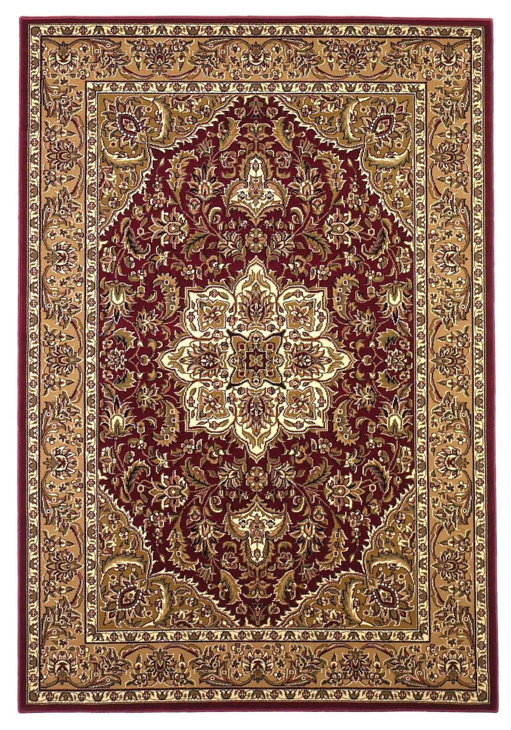 2'2" x 7'11" Runner Polypropelene Red-Beige Area Rug