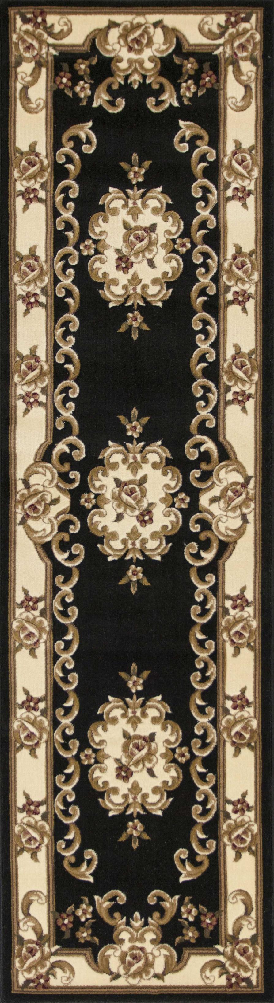 2'2" x 7'11" Runner Polypropelene Black-Ivory Area Rug