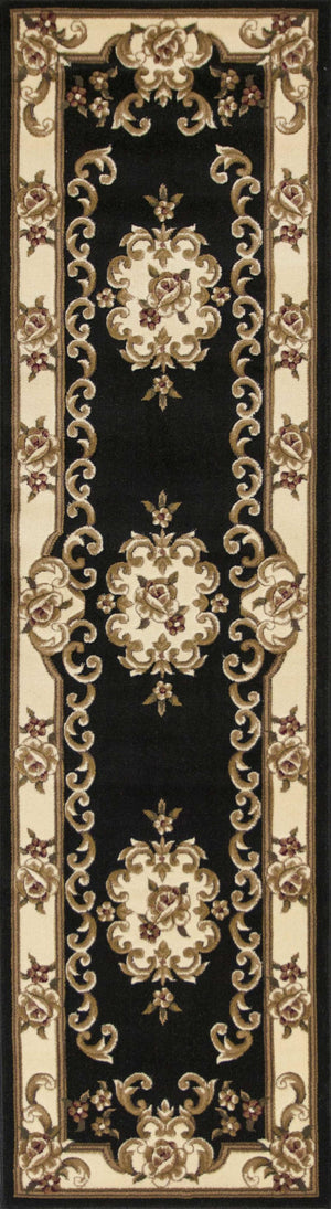 2'2" x 7'11" Runner Polypropelene Black-Ivory Area Rug