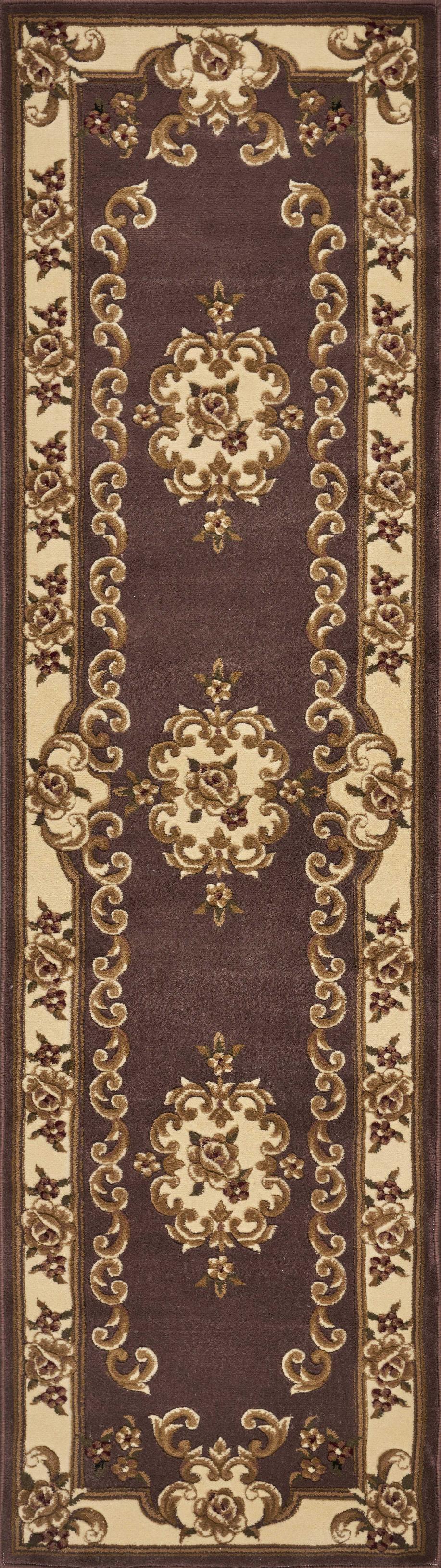 2'2" x 7'11" Runner Polypropelene Plum-Ivory Area Rug