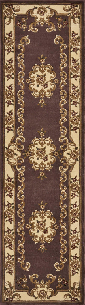 2'2" x 7'11" Runner Polypropelene Plum-Ivory Area Rug