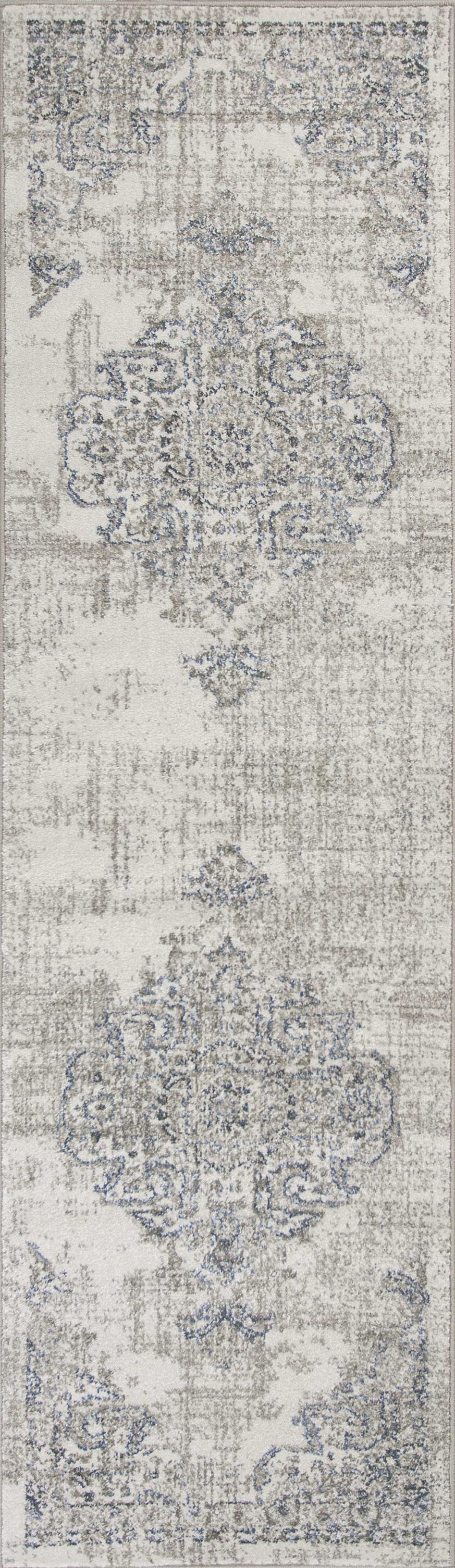 2'2" x 7'6" Runner Polypropelene Ivory-Grey Area Rug