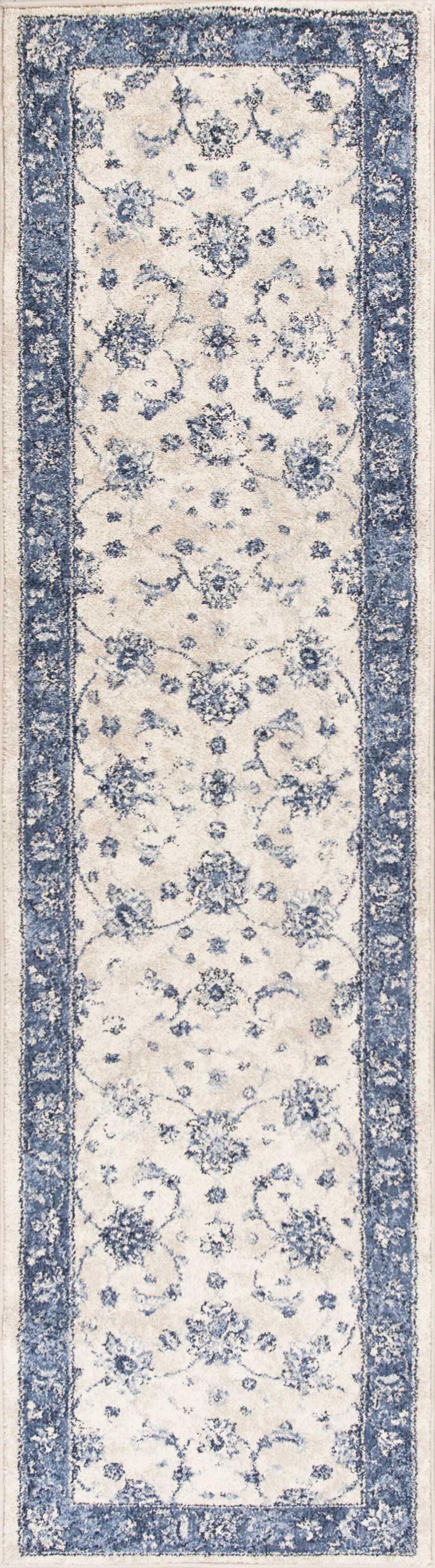 2'2" x 7'10" Runner Polypropelene Grey-Sky Blue Area Rug