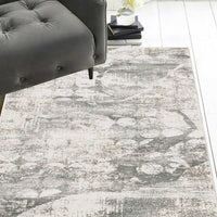 7' Ivory Mist Abstract Machine Woven Polypropylene Runner Rug