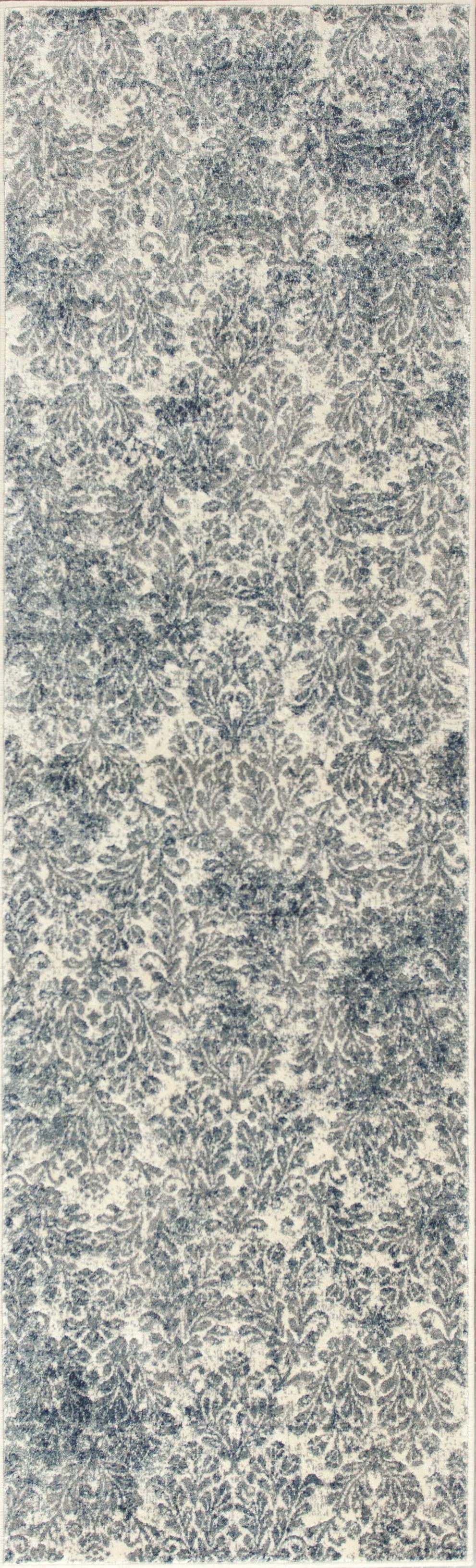 2'2"X 6'11" Runner Viscose Ivory-Blue Area Rug