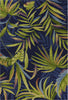 3'x5' Ink Blue Hand Hooked UV Treated Oversized Tropical Leaves Indoor Outdoor Area Rug