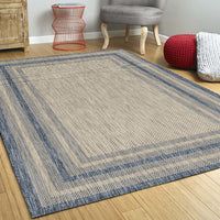 5' x 8' Grey or Denim Bordered UV Treated Area Rug