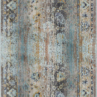 2'7" x 9'10" Runner Polypropelene Turquoise Area Rug