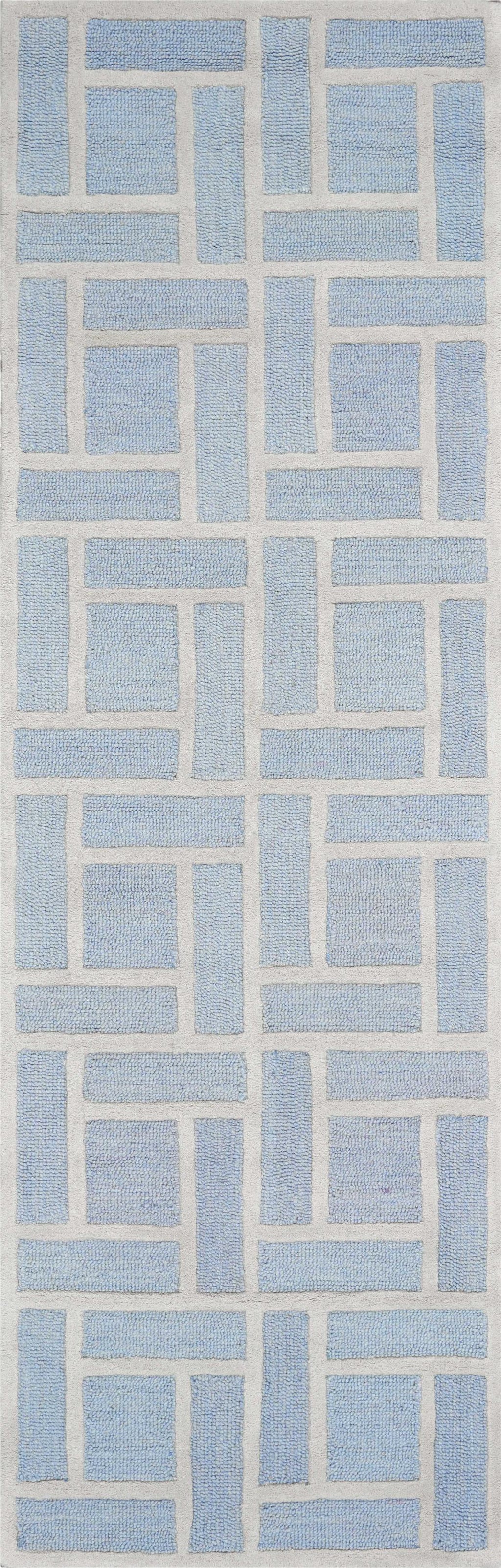 2'3" x 7'6" Runner Wool Ice Blue Area Rug