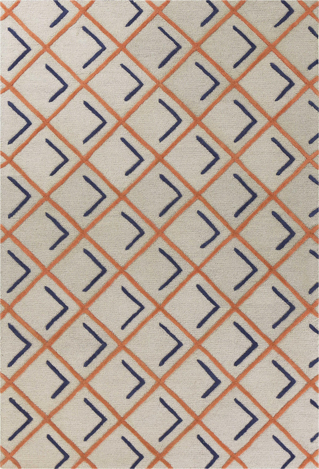 3'3" x 5'3" Wool Tangerine-Indigo Area Rug