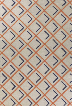 3'3" x 5'3" Wool Tangerine-Indigo Area Rug