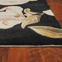 30" x 50" Wool Black Area Rug