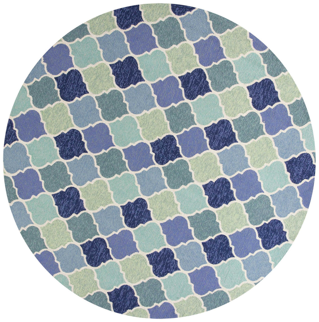 7'6" Round UV-treated Polypropelene Blue Area Rug