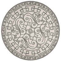 7'6" Round UV-treated Polypropelene Ivory-Grey Area Rug