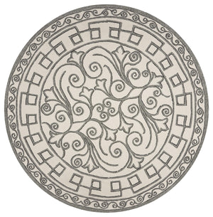 7'6" Round UV-treated Polypropelene Ivory-Grey Area Rug