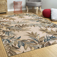 6' Ivory Hand Tufted Tropical Indoor Area Rug