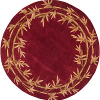 5'6" Round Wool Red Area Rug