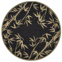 5' Round Wool Black Area Rug