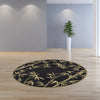 5' Round Wool Black Area Rug