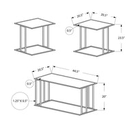 67" White Mdf And Silver Metal Three Pieces Table Set