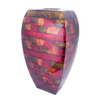 10" X 7" X 18" Copper Red Gold Ceramic Foiled & Lacquered Large Tapered Modern Vase