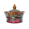 8" X 8" X 7" Copper Green Red Ceramic Foiled & Lacquered Crown Decorative Box