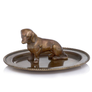 4.5"x 6"x 2.5" Antique Brass Chorizo Dachshund Change Tray