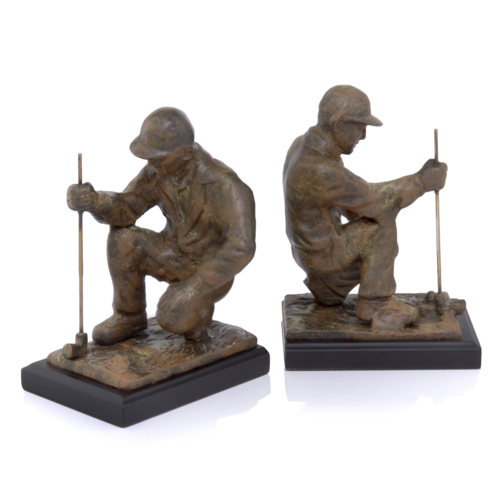 4.5"x 6"x 8" Red Patina & Black Copa Golfer Bookends