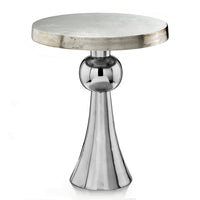 22"x 22"x 27" Buffed & Rough Silver Saya Ball Skirt Table