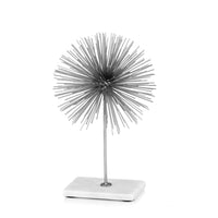 8"x 8"x 12" Silver-White Erizo Spiked Medium Sphere on Base