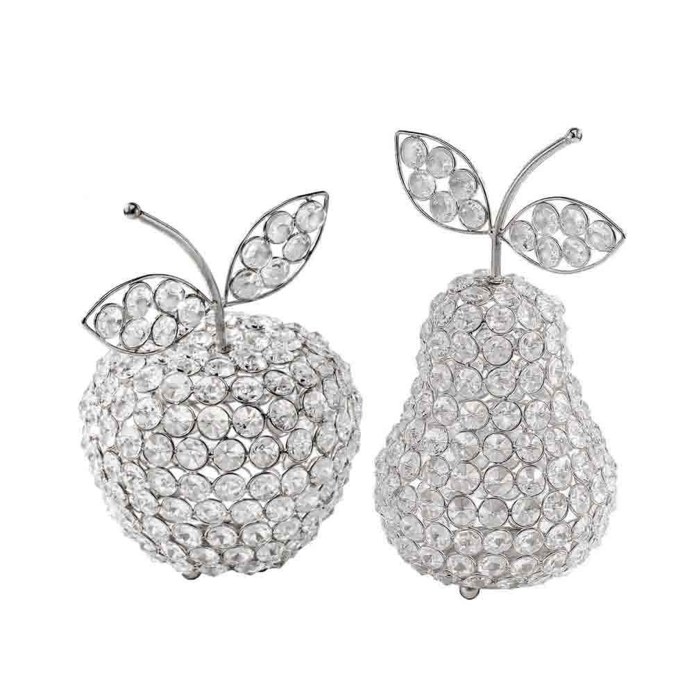 5.5"x 5.5"x 8" Manzana Cristal Silver Apple