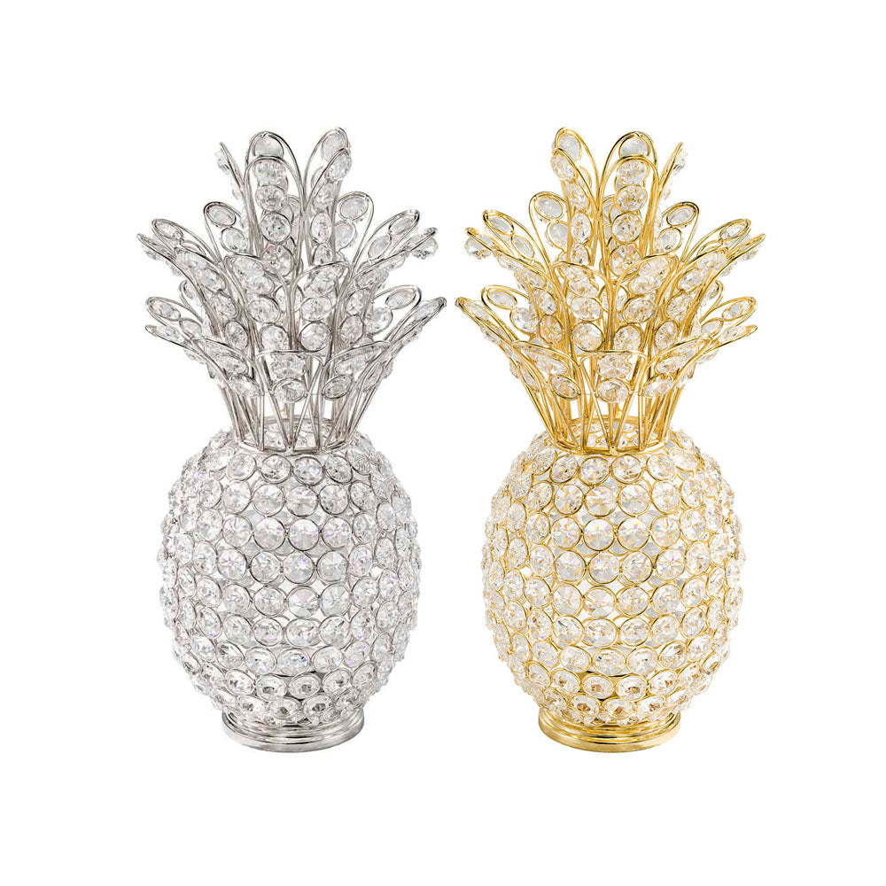 6"x 6"x 12.5" Silver Pina Cristal Pineapple