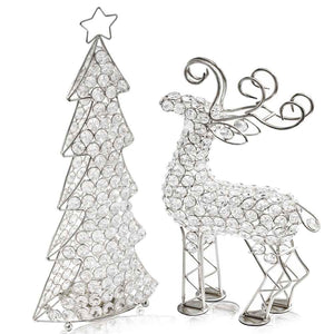 3.5" x 8" x 16" Silver Crystal Christmas Tree