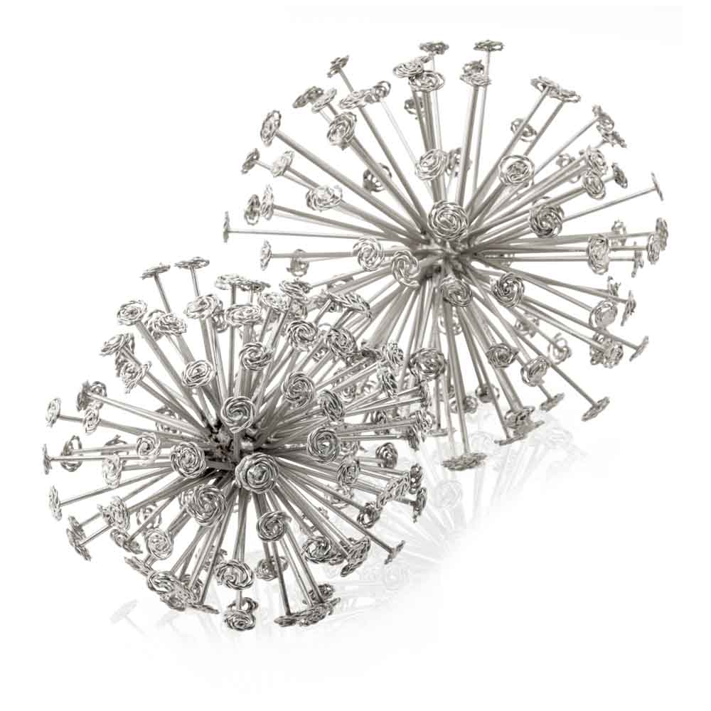 6.5"x 6.5"x 6.5" Remolino Starburst Silver Spheres - Set of 2