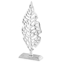 3.5"x 9"x 22" Rough Silver Magnolia Leaf Sculpture