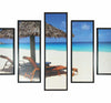 5 Piece Wooden Beach View Wall Decor with Shack and Benches,Multicolor