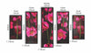 5 Piece Wooden Wall Decor with Floral Print, Pink and Black