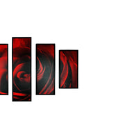 5 Piece Wooden Wall Decor with Rose Petal Imprint, Red and Black