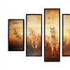 5 Piece Wooden Wall Decor with Running Horses Imprint, Multicolor