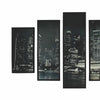 5 Piece Wooden Wall Decor with View of Skyscrapers, Black and White