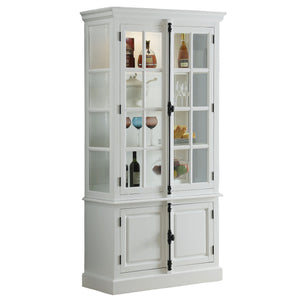 Wood and Glass Two Door Curio with 4 Shelves and Bottom Storage, White