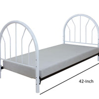 Metal Twin Headboard and Footboard with Curved Spindles, White