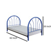 Metal Twin Headboard and Footboard with Curved Spindles, Blue