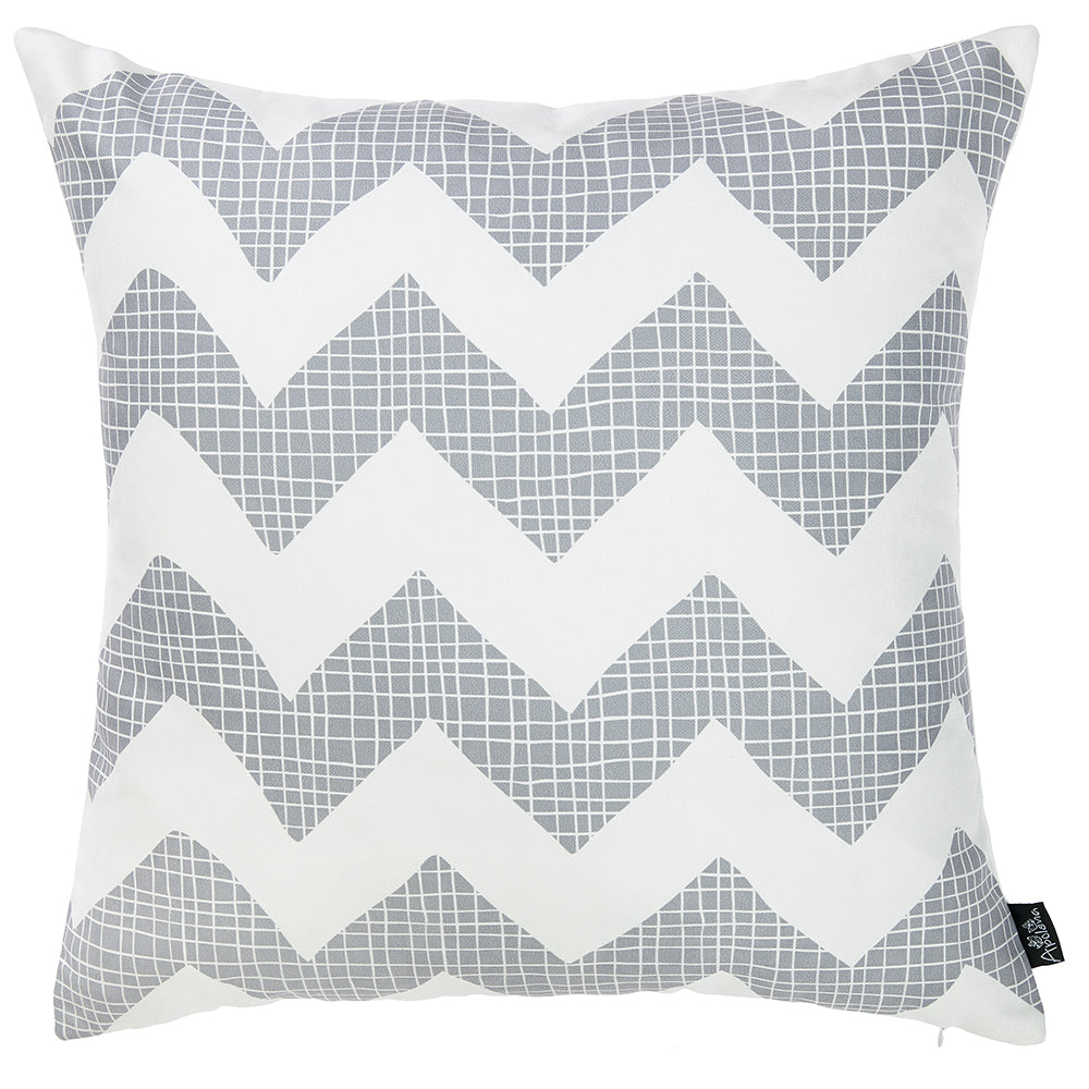 Gray Chevron Printed Decorative Throw Pillow Cover.