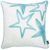 White and Aqua Blue Starfish Decorative Throw Pillow Cover