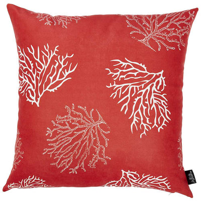 Square Red Coral Reef Decorative Throw Pillow Cover