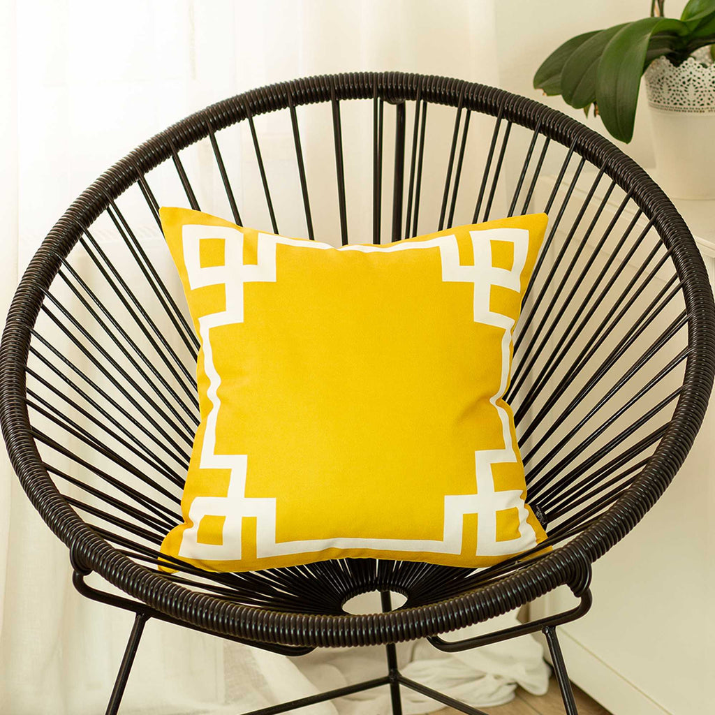 Yellow and White Geometric Decorative Throw Pillow Cover