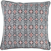 Black White Red Jacquard Medallion Decorative Throw Pillow Cover